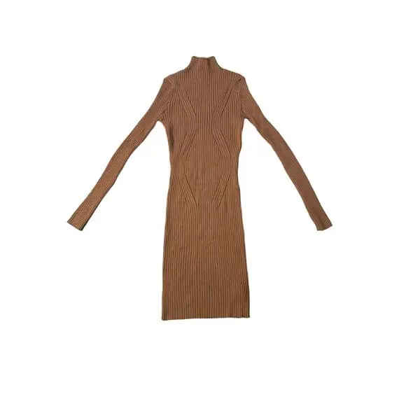 Lulus | Dresses | Nwt Women M Lulus Snug As Can Be Mock Neck Sweater Dress  Bodycon Long Slv Brown | Poshmark